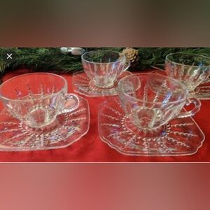 Vintage "Columbia" Federal Depression Glass Cup/Saucers Set $15 Each Set